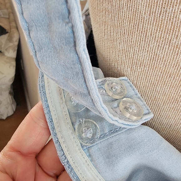 White House Black Market Light Blue Denim Peplum Top Sz 14 - Picture 10 of 10